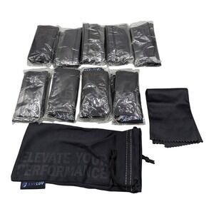 ANYLUV 10 Pack Microfiber Sunglasses Pouches and Cleaning Cloths Black Soft Case